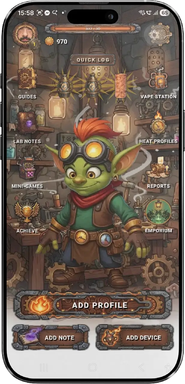 VapeHeatLab app screenshot